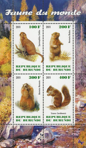 Fauna Of The World Squirrel Souvenir Sheet of 4 Stamps Mint NH