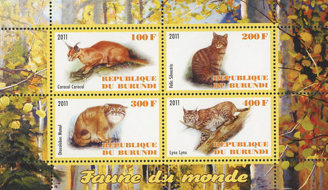 Fauna Of The World Wild Cat Souvenir Sheet of 4 Stamps Mint NH