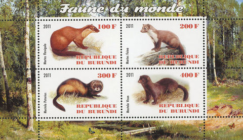 Fauna Of The World Mustela Mustela Souvenir Sheet of 4 Stamps Mint NH