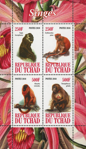 Monkey Fauna Flower Souvenir Sheet of 4 Stamps Mint NH