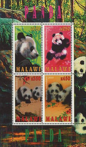 Malawi Giant Panda Bear Nature Souvenir Sheet of 4 Stamps Mint NH