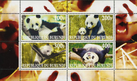 Giant Panda Wild Animal Nature Souvenir Sheet of 4 Stamps Mint NH