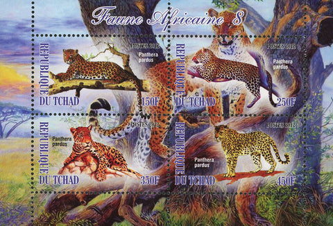African Fauna Panthera Wild Animal Nature Souvenir Sheet of 4 Stamps Mint N