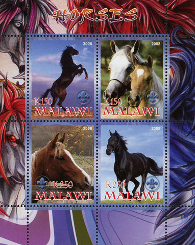 Malawi Horse Domestic Animal Nature Souvenir Sheet of 4 Stamps Mint NH