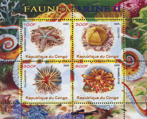 Congo Seastar Marine Fauna Ocean Life Souvenir Sheet of 4 Stamps Mint NH