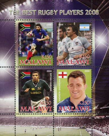 Malawi Best Rugby Player 2008 Sport Souvenir Sheet of 4 Stamps Mint NH