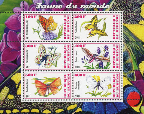 Butterfly Insect Fauna Of The World Souvenir Sheet of 6 Stamps Mint NH