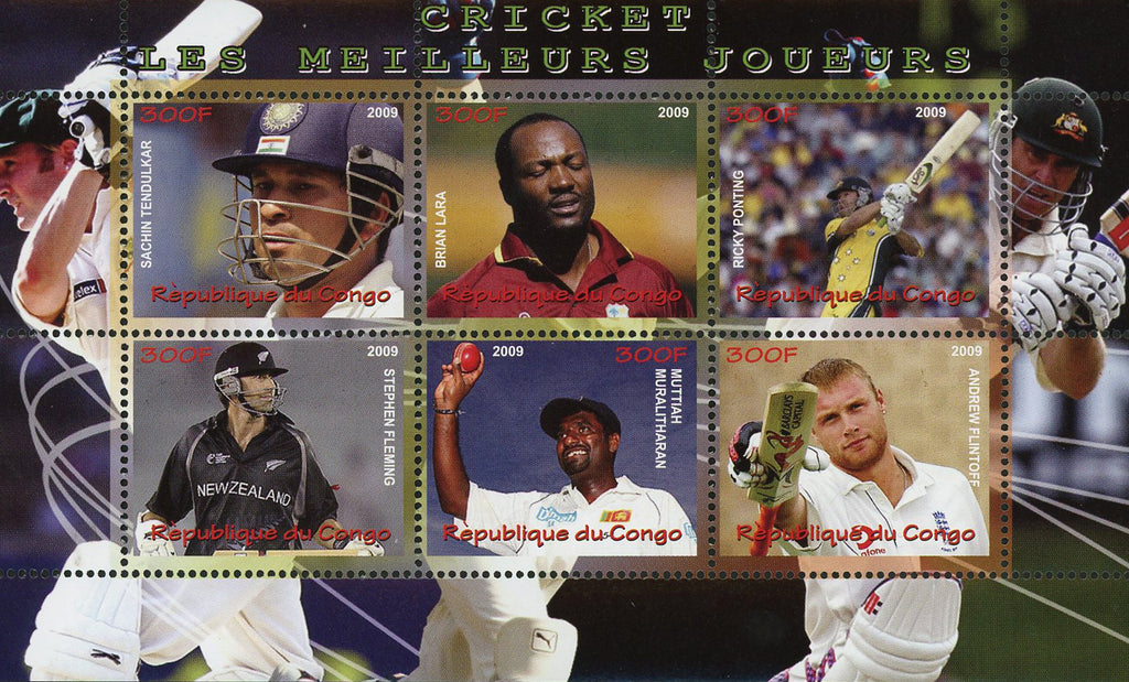 Congo Cricket Sport Souvenir Sheet of 6 Stamps MNH