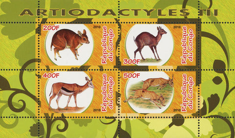 Congo Artiodactyla Wild Animal Fauna Souvenir Sheet of 4 Stamps Mint NH