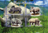 African Fauna Rhinoceros Rhino Wild Animal Souvenir Sheet of 4 Stamps MNH