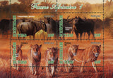African Fauna Bison Lion Panthera Leo Wild Animal Sov. Sheet of 4 Stamp MNH