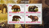 Africa Rhino Hippopotamus Wild Animal Souvenir Sheet of 4 Stamps Mint NH
