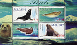 Malawi Seal Ocean Life Marine Fauna Souvenir Sheet of 4 Stamps Mint NH