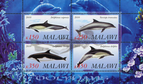 Malawi Dolphin Ocean Life Marine Fauna Souvenir Sheet of 4 Stamps Mint NH