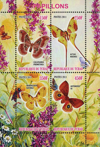 Butterfly Flower Insect Nature Souvenir Sheet of 4 Stamps Mint NH