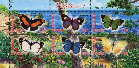 Butterfly Insect Nature Beach Ocean Souvenir Sheet of 6 Stamps Mint NH
