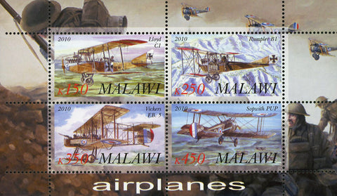 Malawi Airplane War Military Transportation Souvenir Sheet of 4 Stamps Mint NH