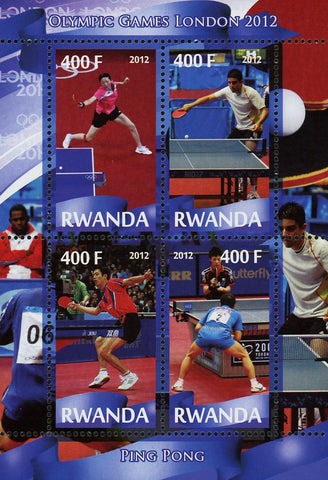 Ping Pong Sport Olympic Games London 2012 Souvenir Sheet of 4 Stamps Mint