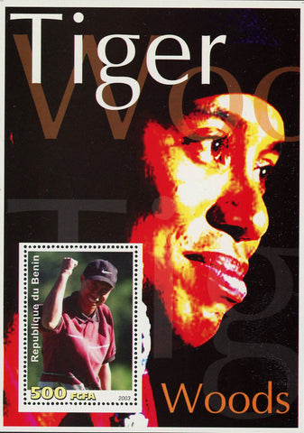 Benin Tiger Woods Golf Player Famous Sport Souvenir Sheet Mint NH