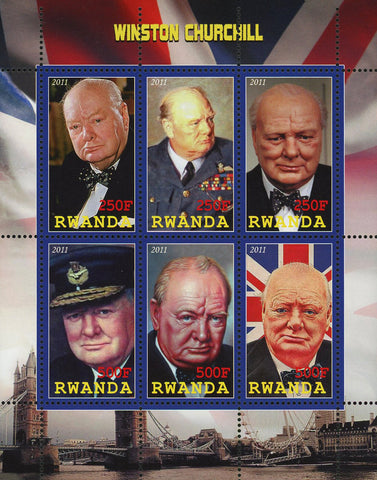 Winston Churchill President British Souvenir Sheet of 6 Stamps Mint NH