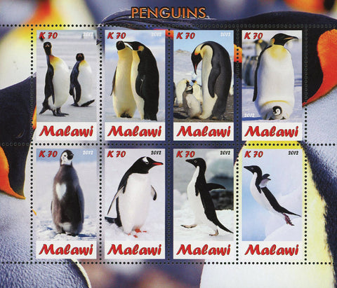 Malawi Penguin Bird Marine Life Ocean Souvenir Sheet of 8 Stamps Mint NH