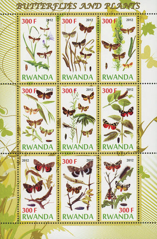Butterfly Stamp Plant Flower Insect Souvenir Sheet of 9 Stamps Mint NH
