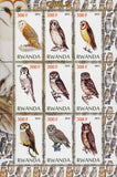 Owl Bird Stigiform Nocturnal Prey Souvenir Sheet of 9 Stamps Mint NH