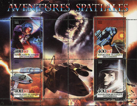 Spatial Adventures Space Universe Astronaut Souvenir Sheet of 4 Stamps MNH