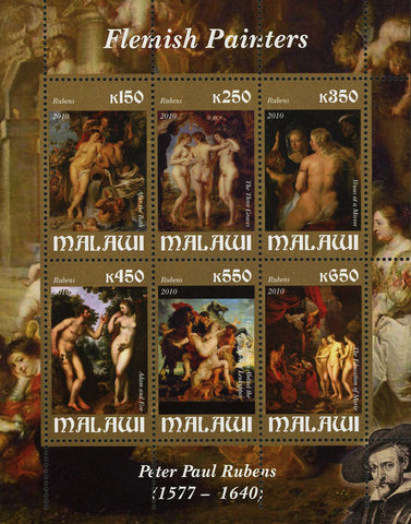 Malawi Art Flemish Painter Peter Paul Rubens Souvenir Sheet 6 Stamps MNH