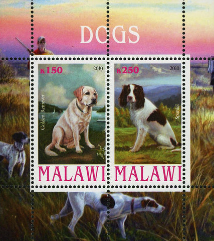 Malawi Dog Pet Domestic Animal Spaniel Souvenir Sheet of 2 Stamps Mint NH