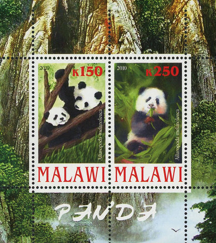 Malawi Giant Panda Bear Nature Tree Souvenir Sheet of 2 Stamps Mint NH