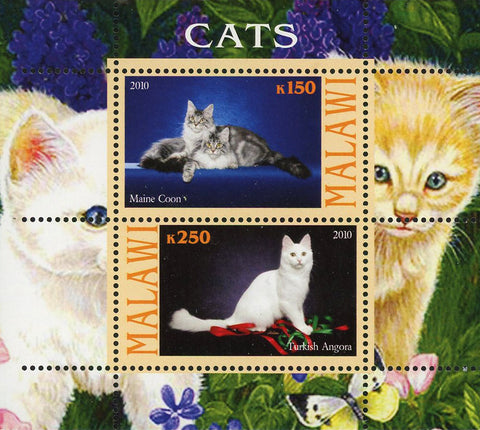 Malawi Cat Pet Domestic Animal Maine Coon Souvenir Sheet of 2 Stamps Mint NH