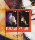 Malawi Cat Pet American Bobtail Javanese Souvenir Sheet of 2 Stamps Mint NH