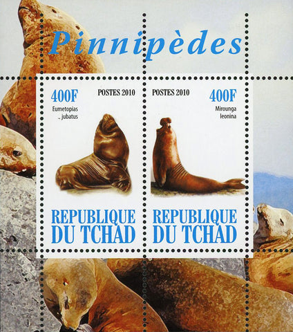 Seal Pinnipeds Ocean Fauna Mirounga Leonina Souvenir Sheet of 2 Stamps Mint