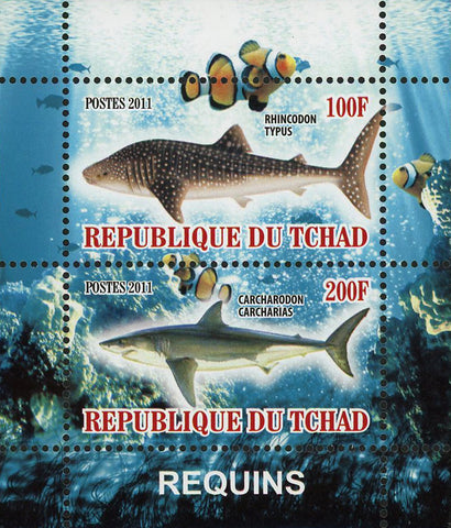 Shark Fish Ocean Fauna Marine Life Souvenir Sheet of 2 Stamps Mint NH
