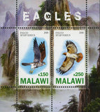 Malawi Fauna Eagle Falco Sparverius Bird Mountain Souvenir Sheet of 2 Stamps Min