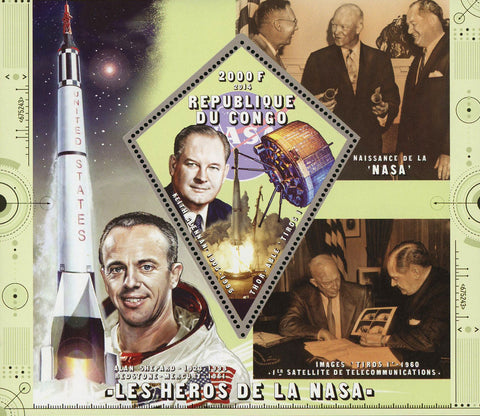 Congo NASA Heroes Space Astronaut Keith Glenman Souvenir Sheet Mint NH