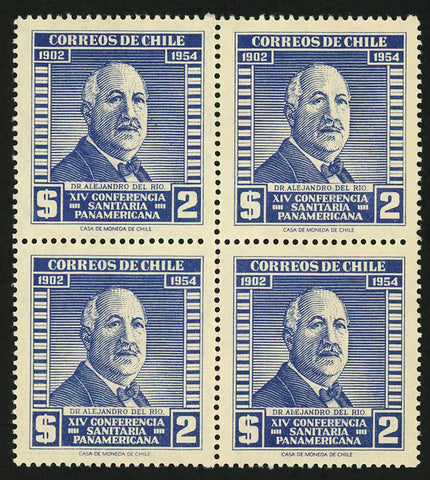 Chile Stamp Dr. Alejandro del Rio Sanitary Panamerican Conference Block of 4 MNH