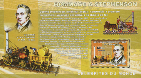 George Stepheson Celebrity Engineer Locomotive Souvenir Sheet Mint NH