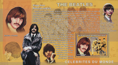 The Beatles Ringo Starr Music Famous Rock Souvenir Sheet Mint NH