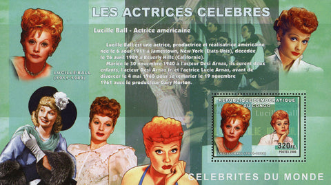 Lucille Ball American Actress Famous People Women Souvenir Sheet Mint NH