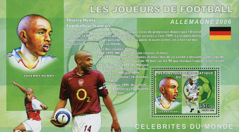 Football Soccer Player Thierry Henry Sport Souvenir Sheet Mint NH