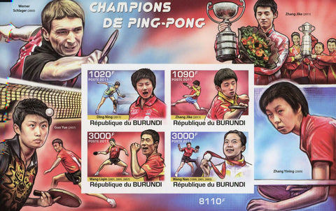 Champions Table Tennis Players Ping Pong Souvenir Sheet of 4 Mint NH