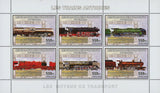 Antique Train Locomotive Classic Transportation Souvenir Sheet of 6 Stamps MNH