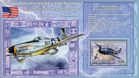 American Militar Airplane USA Grumman F4F-3 Transportation Sov. Sheet Mint NH