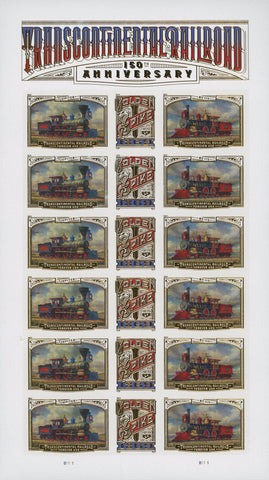 USA Transcontinental Railroad Golden Spike Forever Jupiter Sheet of 18 Stamp MNH