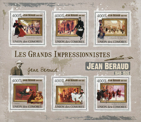 Famous Impressionist Jean Beraud Art Sov. Sheet of 6 Stamps MNH