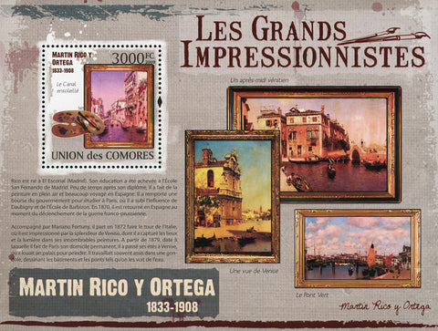 Famous Impressionist Martin Rico y Ortega Art Sov. Sheet Mint NH