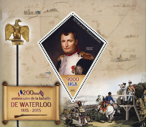 Madagaskar Battle of Waterloo Anniversary Napoleon Sov. Sheet Mint NH