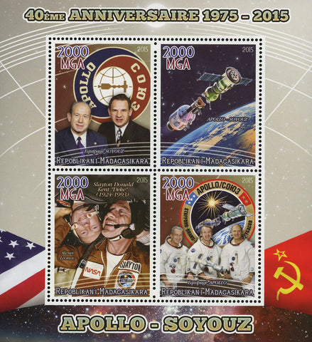 Madagaskar Apollo Soyouz Spaceship Ship Space Astronaut Souvenir Sheet of 4 Stam